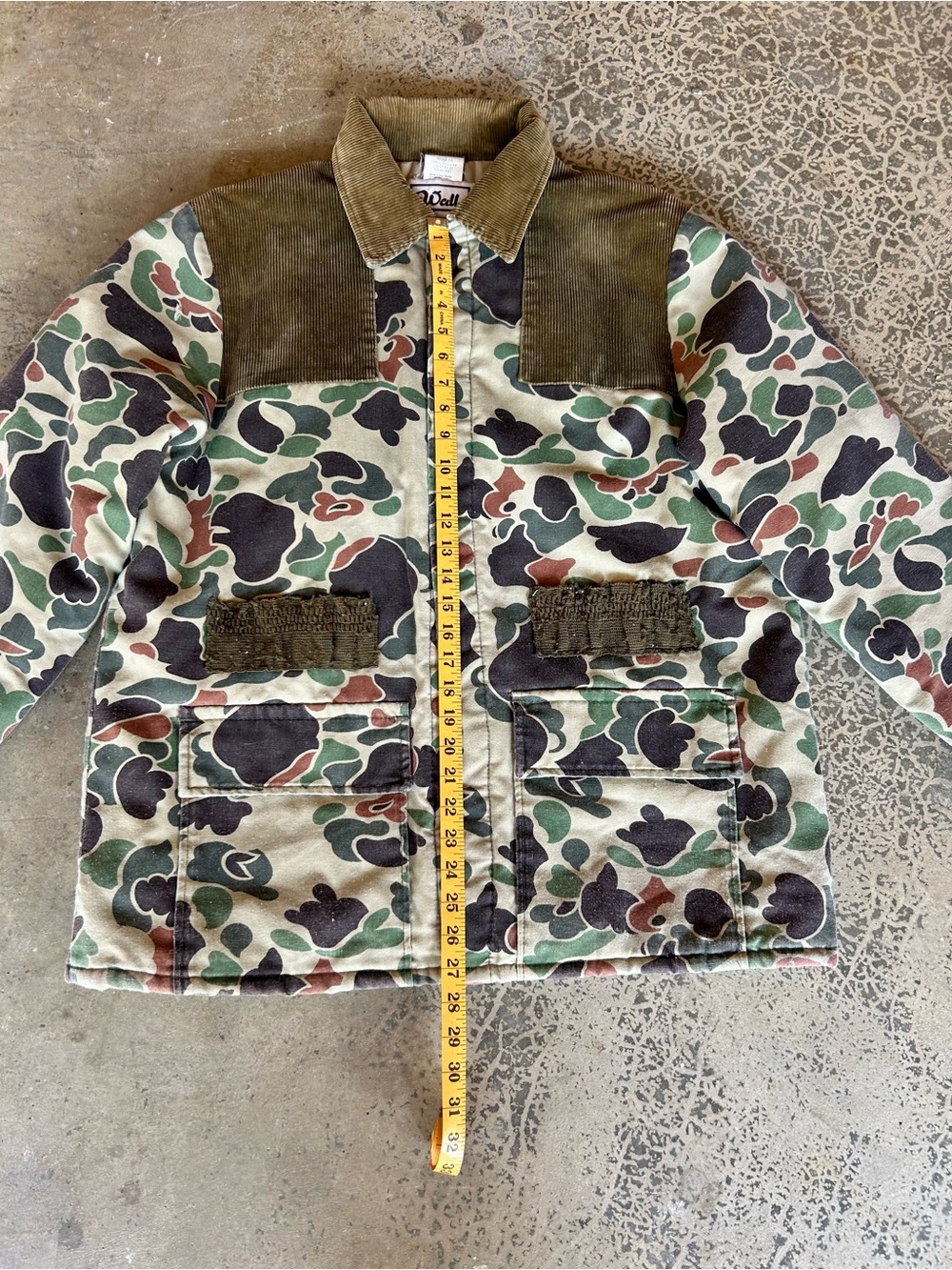 Walls Green Camo field coat with Olive Corduroy Collar - Picture 9 of 12